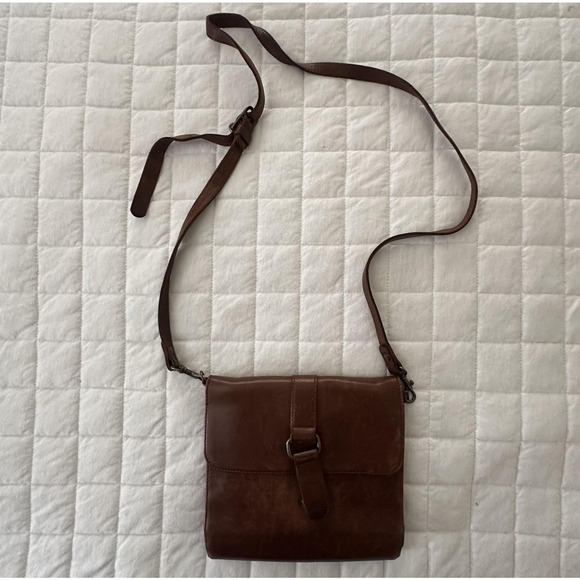 EDDIE BAUER Crossbody Bag Womens Brown Leather Purse Adjustable Strap Retro - Picture 1 of 14